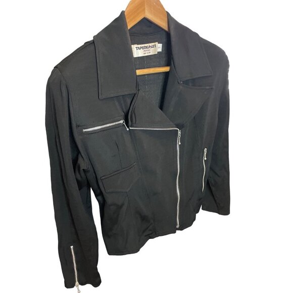 Vintage 90s Tapemeasure Black Made in the USA Motorcycle Jacket Sz S - Picture 3 of 10
